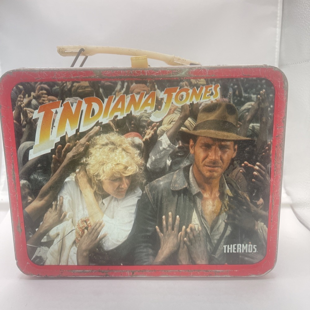 Vintage 1984 Indiana Jones And The Temple Of Doom Metal Lunch Box -& Thermos